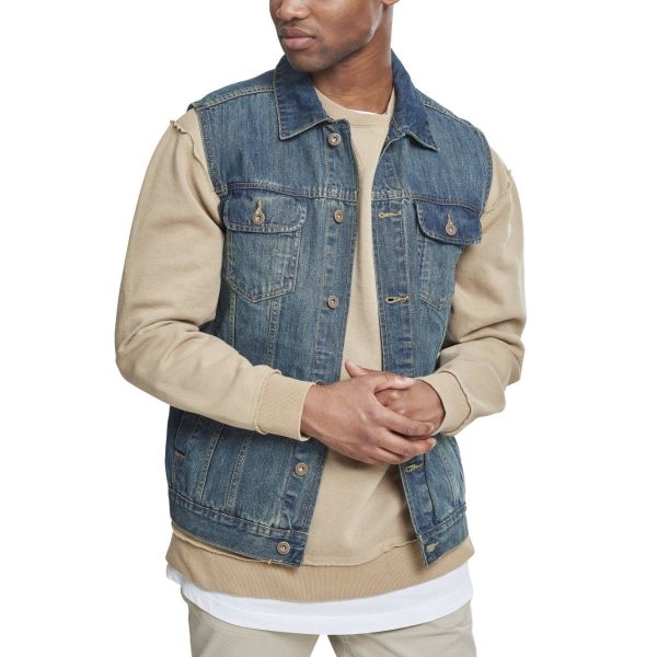 Urban Classics - DENIM Vest black raw