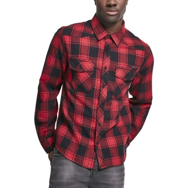 Brandit - CHECKED FLANELL Shirt black / red