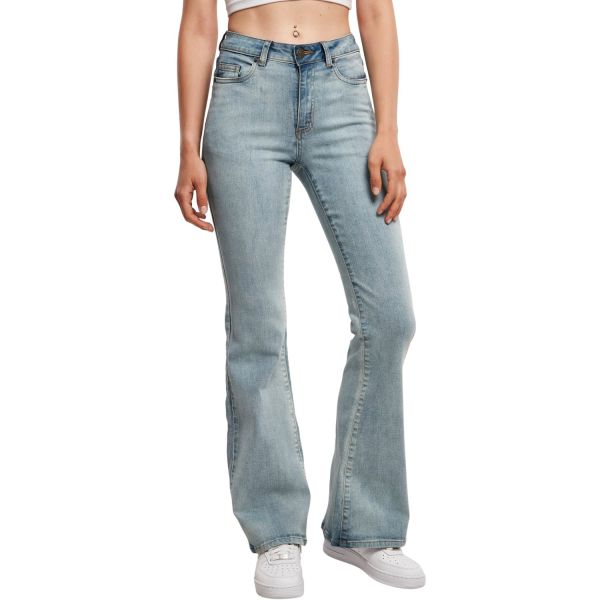 Urban Classics Ladies - High Waist Flared Denim Jeans blue