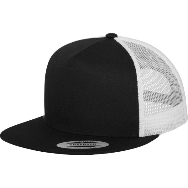 Flexfit Trucker 5-Panel Snapback Cap - black / white