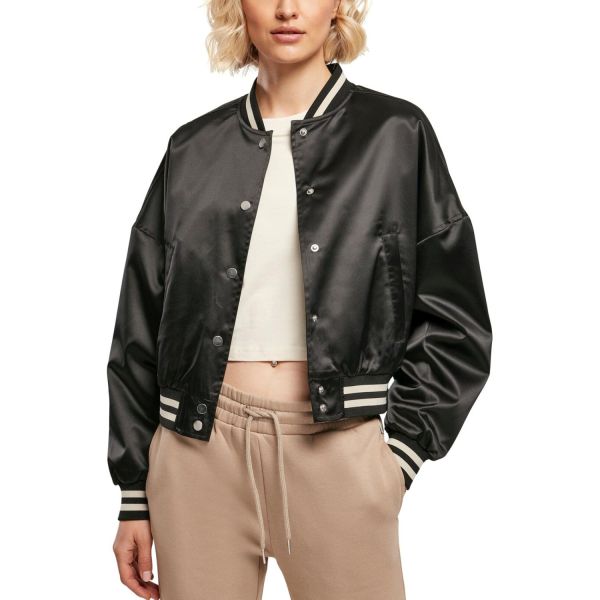 Urban Classics Ladies - Oversized Satin College Veste noir