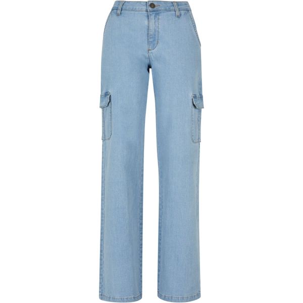 Urban Classics Ladies - High Waist Denim Cargo Jeans