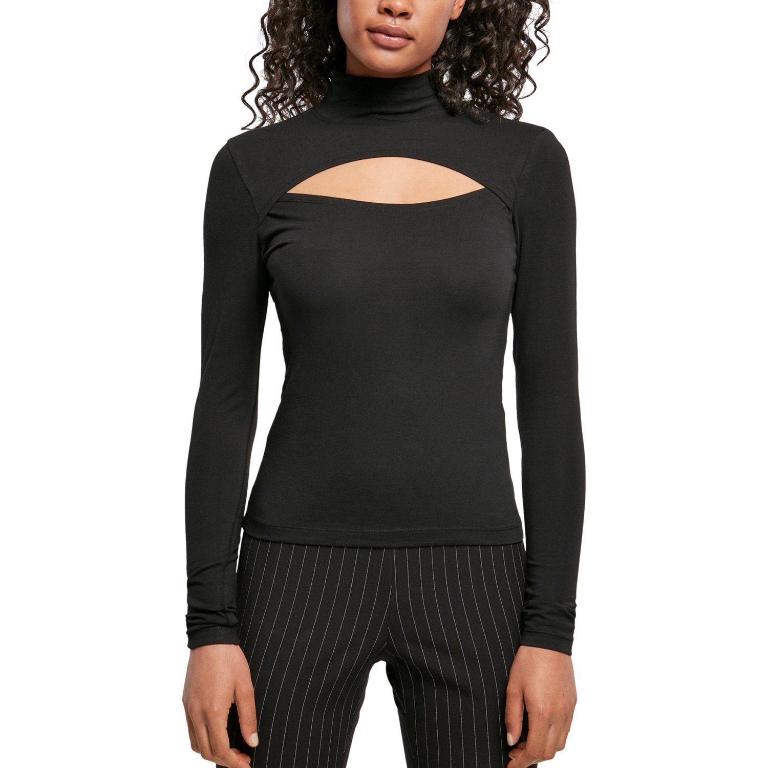 Urban Classics Ladies - Cut-Out Turtleneck Longsleeve, Longsleeves, Shirts, FRAUEN