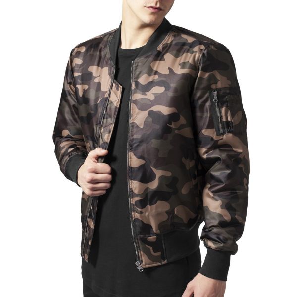 Urban Classics - SHINY BOMBER Veste camo fonce