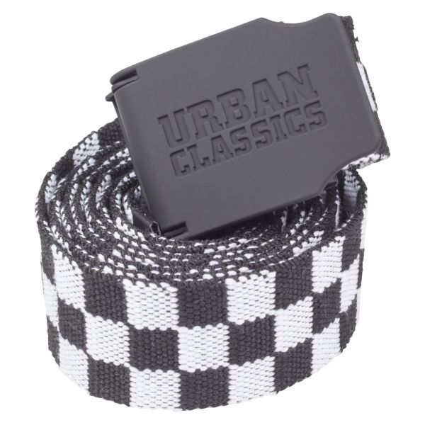 Urban Classics - Checkerboard Canvas 150cm Belt black white