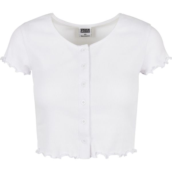 Urban Classics Ladies - Cropped Button Up Rib Top pink