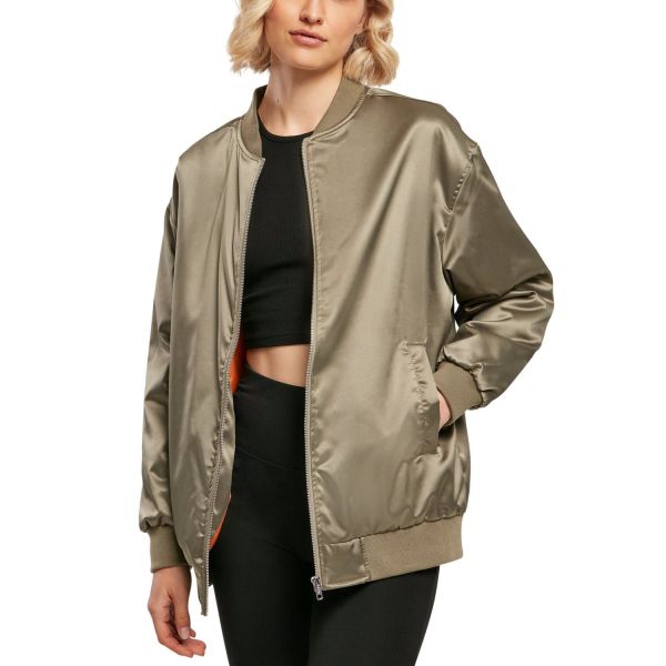 Urban Classics Ladies - SATIN BOMBER Oversized Jacke