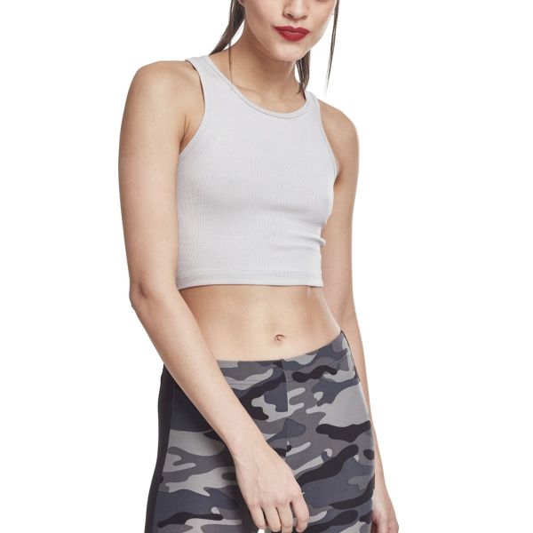 Urban Classics Ladies - Rib Cropped Racerback Tank Top