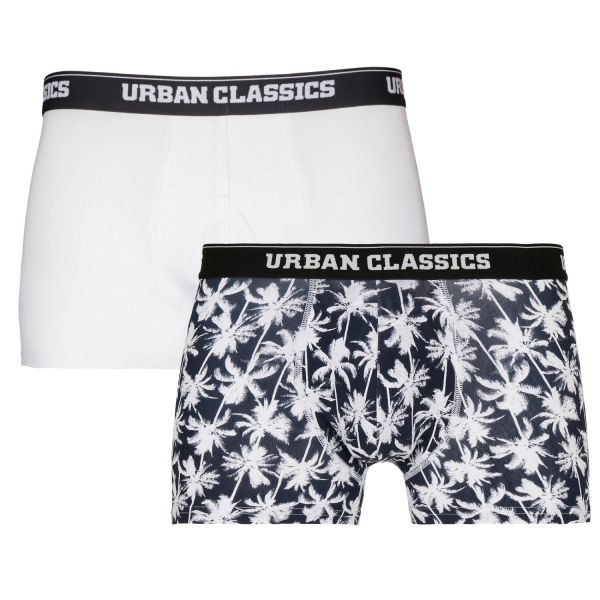 Urban Classics - Boxer Shorts 2-pack palm / blanc
