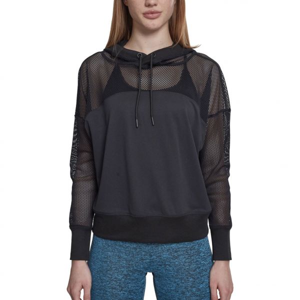 Urban Classics Ladies - Sport Fitness Mesh Hoody schwarz