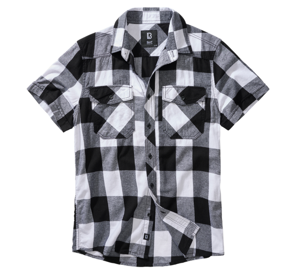 Brandit - CHECKED FLANELL Halfsleeve Shirt red / black