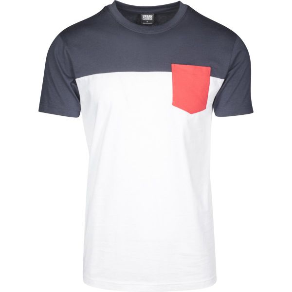 Urban Classics - 3-TONE Pocket T-Shirt navy / blanc