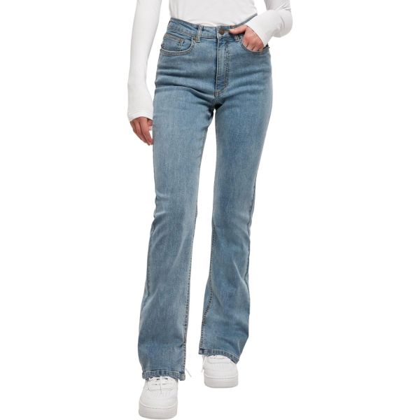 Urban Classics Ladies - High Waist Straight Slit Jeans