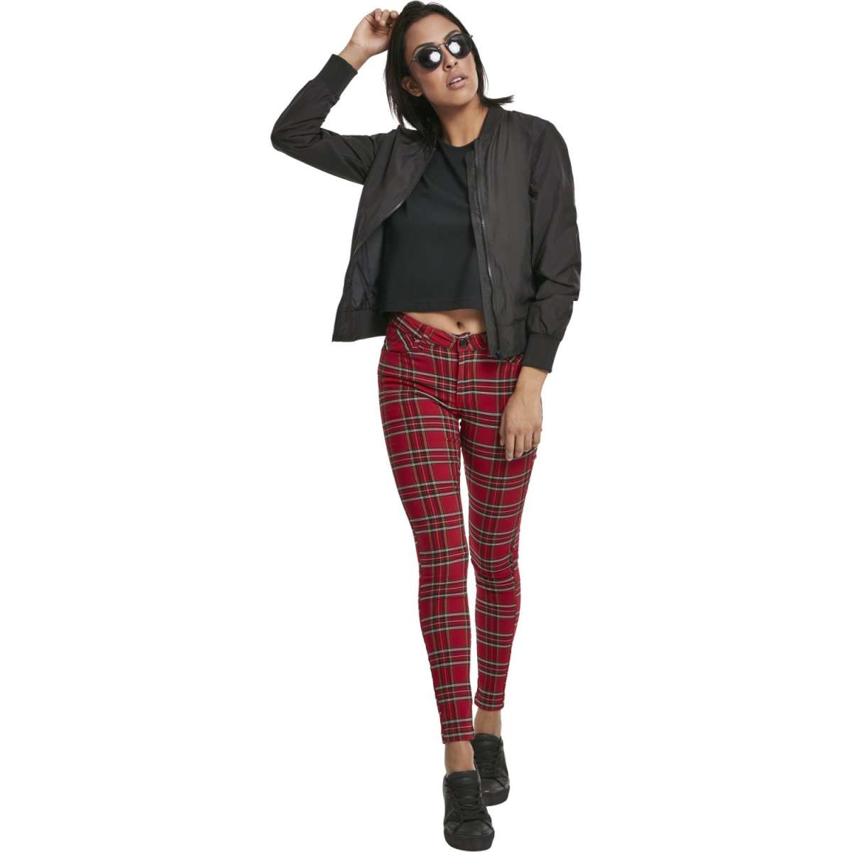 Urban Classics Damen Tartan Pants - Skinny & Kariert