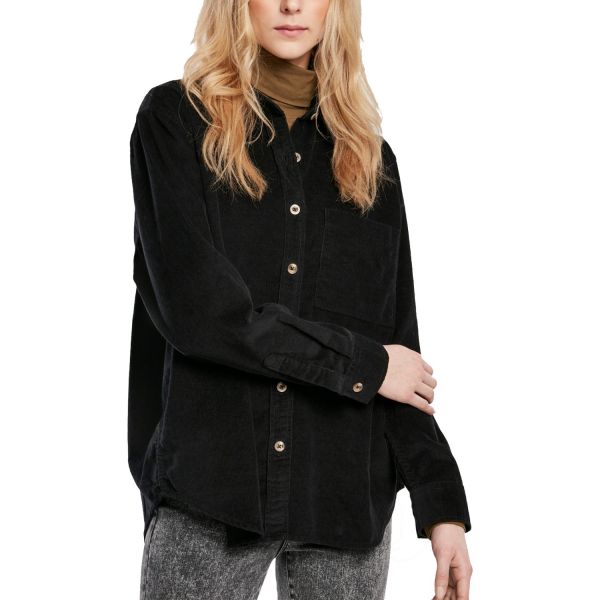 Urban Classics Femme - Corduroy Oversized Shirt olive