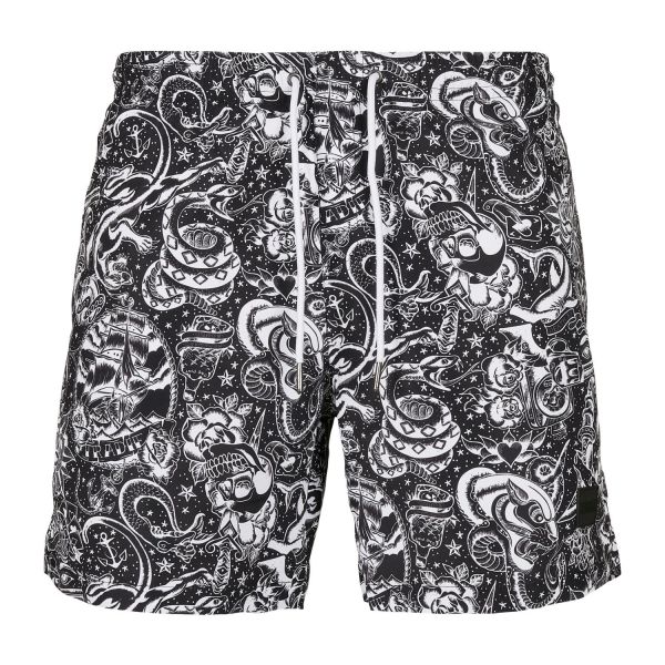 Urban Classics - PATTERN Swim Shorts palm leaves