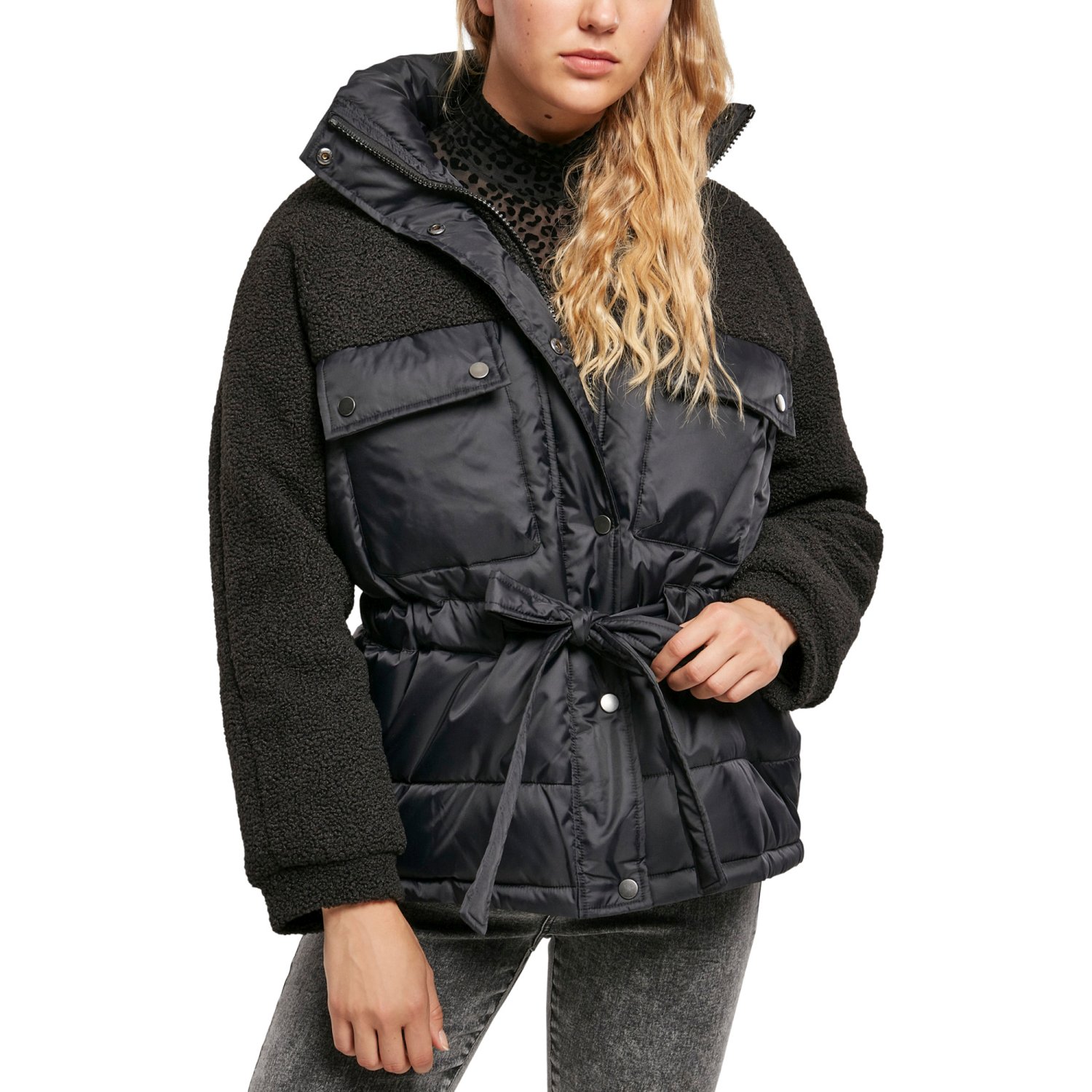 Winterjacken | Shop | - Urban Urban FRAUEN Sherpa Puffer Jacken schwarz Classics | Ladies Street Jacke |